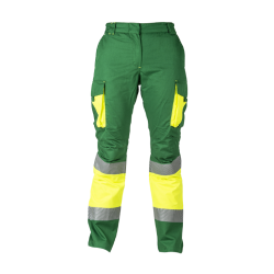 Pantalón alta visibilidad MUJER KINGSMANN STARLIGHT, Verde con Amarillo Flúor 1