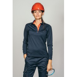 Polo laboral manga larga MUJER marino ELASTIS