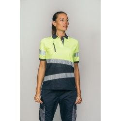 Polo alta visibilidad MUJER KINGSMANN STARLIGHT manga corta 65/35, Azul...