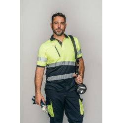 Polo alta visibilidad HOMBRE KINGSMANN STARLIGHT manga corta 65/35, Azul...