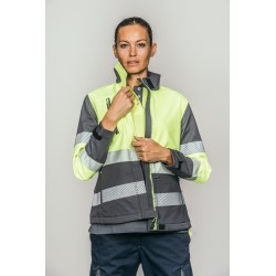 Polar Softshell alta visibilidad MUJER KINGSMANN STARLIGHT, Gris con Amarillo...