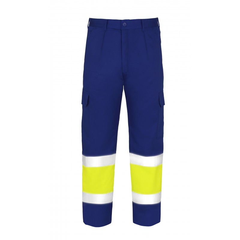 Pantalón multibolsillos ACOLCHADO bicolor Azul Marino /Amarillo Flúor 3029,...