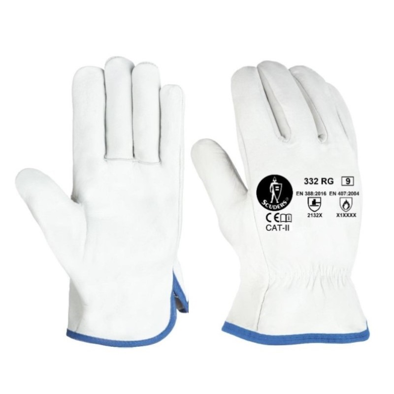 Par de guantes de todo cuero flor vacuno Gris 332 RG, JOMIBA