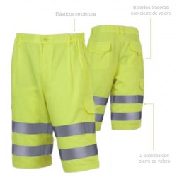 Bermuda o pantalón corto de alta visibilidad Amarillo Flúor, ref. 1052B,...