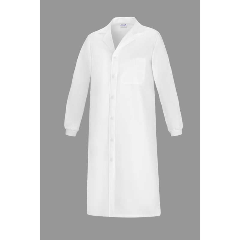 Bata laboral UNISEX con broches ocultos LBA-80, BLANCA