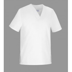 CAMISOLA o Casaca laboral Manga Corta CUELLO PICO LBA-85, BLANCA