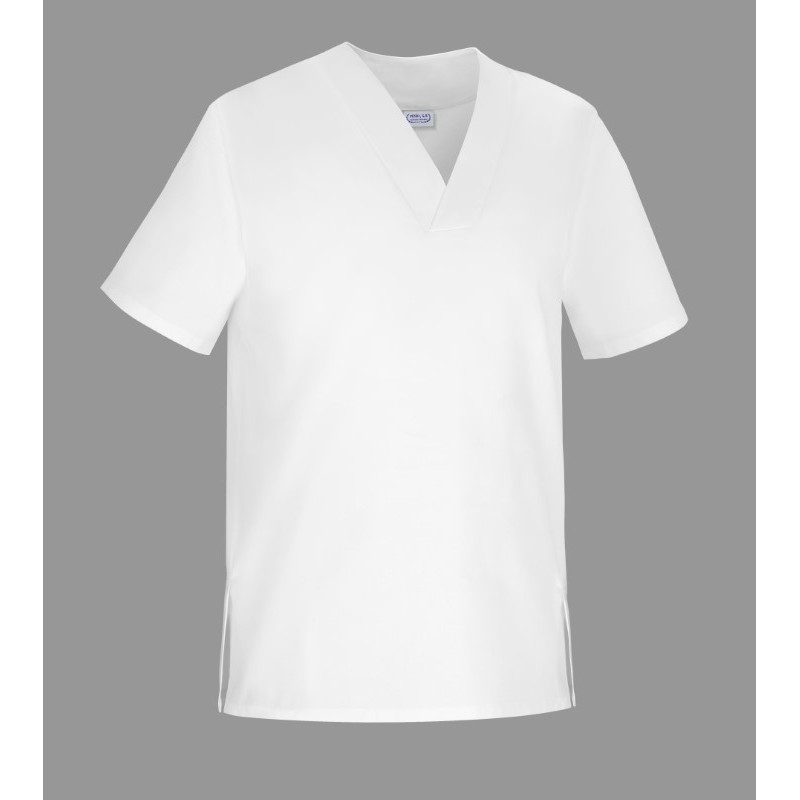 CAMISOLA o Casaca laboral Manga Corta CUELLO PICO LBA-85, BLANCA