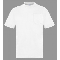 Camiseta laboral BLANCA algodón Manga Corta con bolsillo CA26-BL, PLAZO 10 días