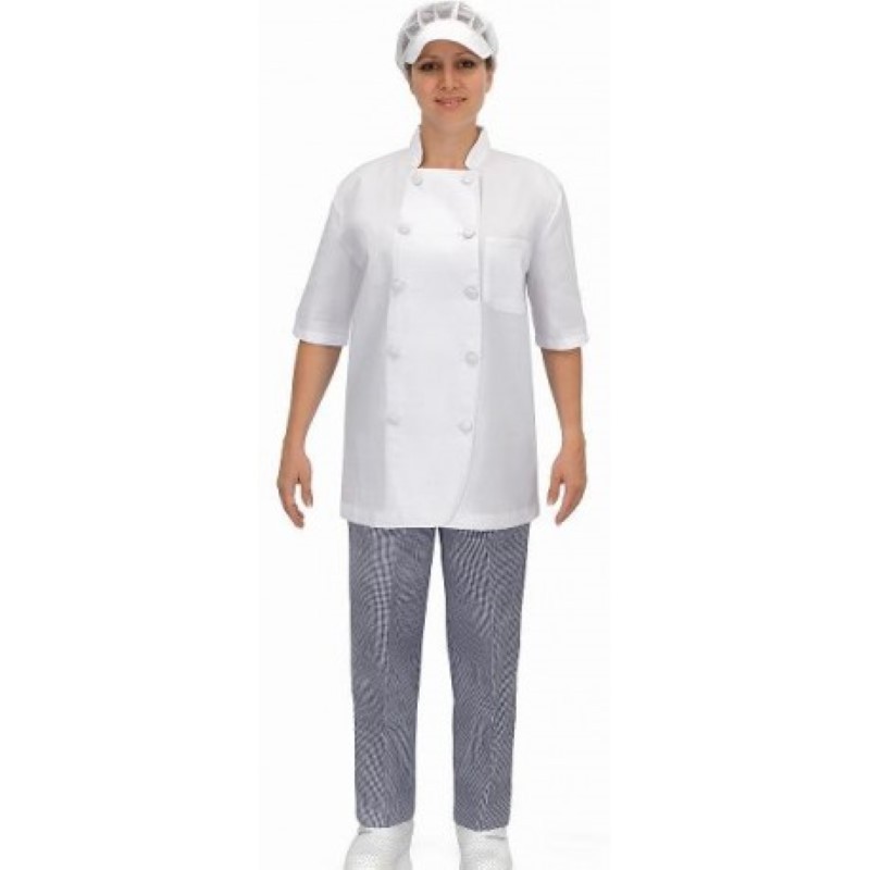 Chaqueta laboral UNISEX COCINA Manga Corta BLANCA, CC601, Plazo 10 días