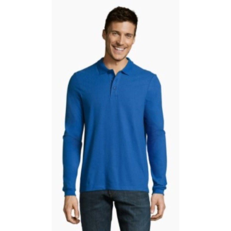 Polo laboral HOMBRE manga Larga WINTER 100% algodón AZUL ROYAL, PLAZO 10 días