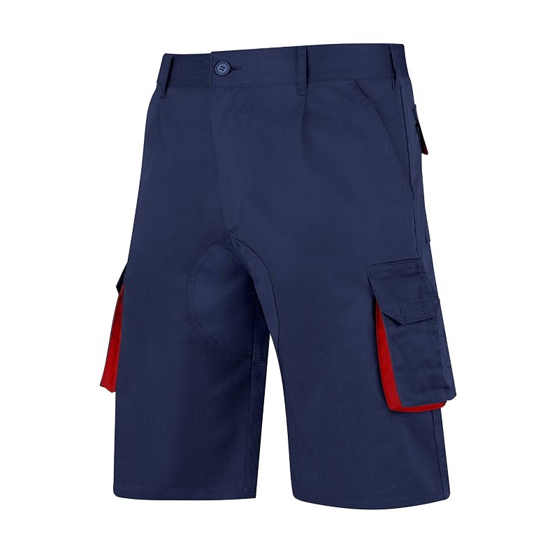 Pantalón Bermuda laboral multibolsillos PBGM-34-AM/RO, Azul Marino y Rojo,...