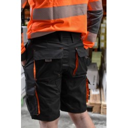 Pantalón Bermuda laboral de verano gris oscuro con detalles en naranja,... 3