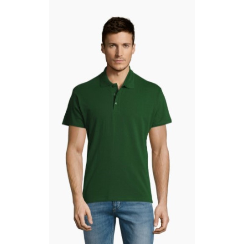 Polo laboral piqué HOMBRE manga corta SUMMER Verde Botella, PLAZO 10 días