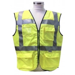 Chaleco de alta visibilidad amarillo multibolsillos y tarjetero ref. CHS-6,...