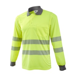 Polo manga larga de alta visibilidad amarillo flúor bandas segmentadas ref....