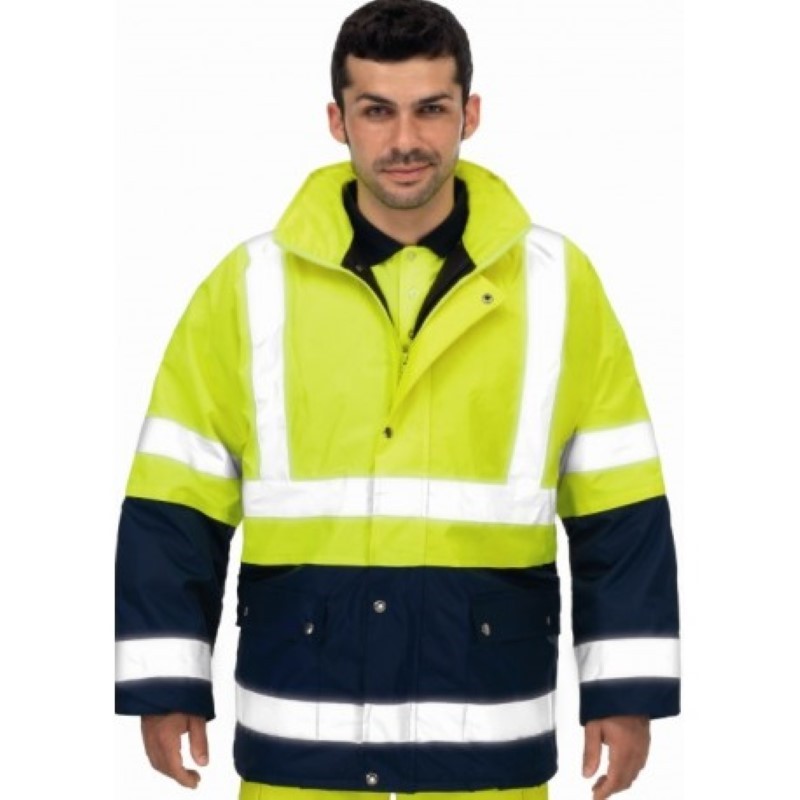 Parka de alta visibilidad Amarillo Flúor y Azul Marino, ref. 3008, VESIN