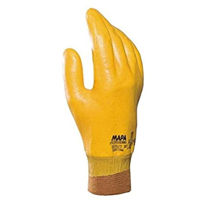 Guante recubrimiento de nitrilo amarillo Dexilite 383, MAPA