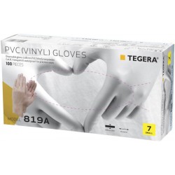 Caja de 100 guantes desechables vinilo sin polvo 819A, TEGERA 2