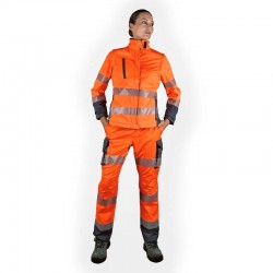 Softshell Polar Naranja Flúor KINGSMANN STARLIGHT Mujer, con mangas desmontables 2