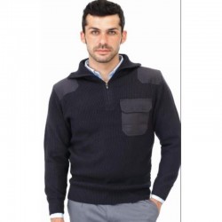 Jersey de punto JCCB201 Azul Marino con bolsillo y media cremallera
