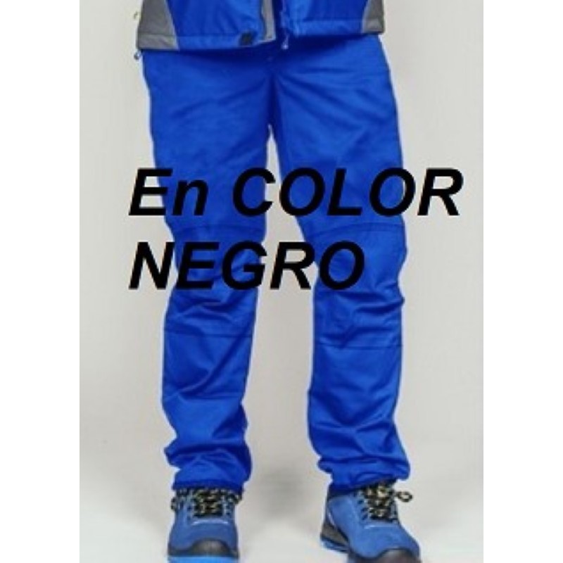 Pantalón negro sin bolsillos, sin botones y con rodilleras