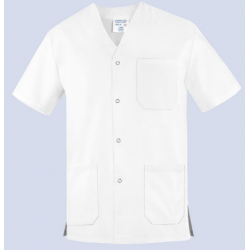 Casaca laboral Manga Corta CUELLO PICO CCPB101, BLANCA