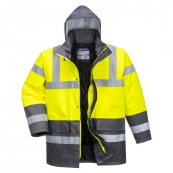 Parka de alta visibilidad, PORTWEST ref. S466, color amarillo y gris