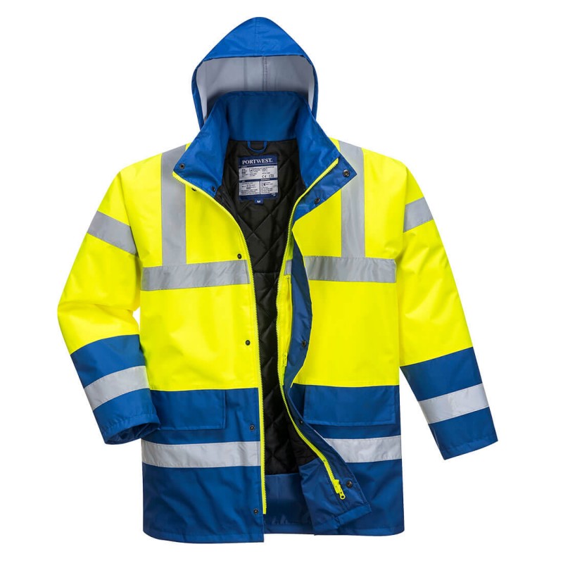 Parka de alta visibilidad, PORTWEST ref. S466, color amarillo y azulina