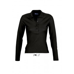 Polo laboral MUJER manga Larga PODIUM Negro, PLAZO 10-15 días