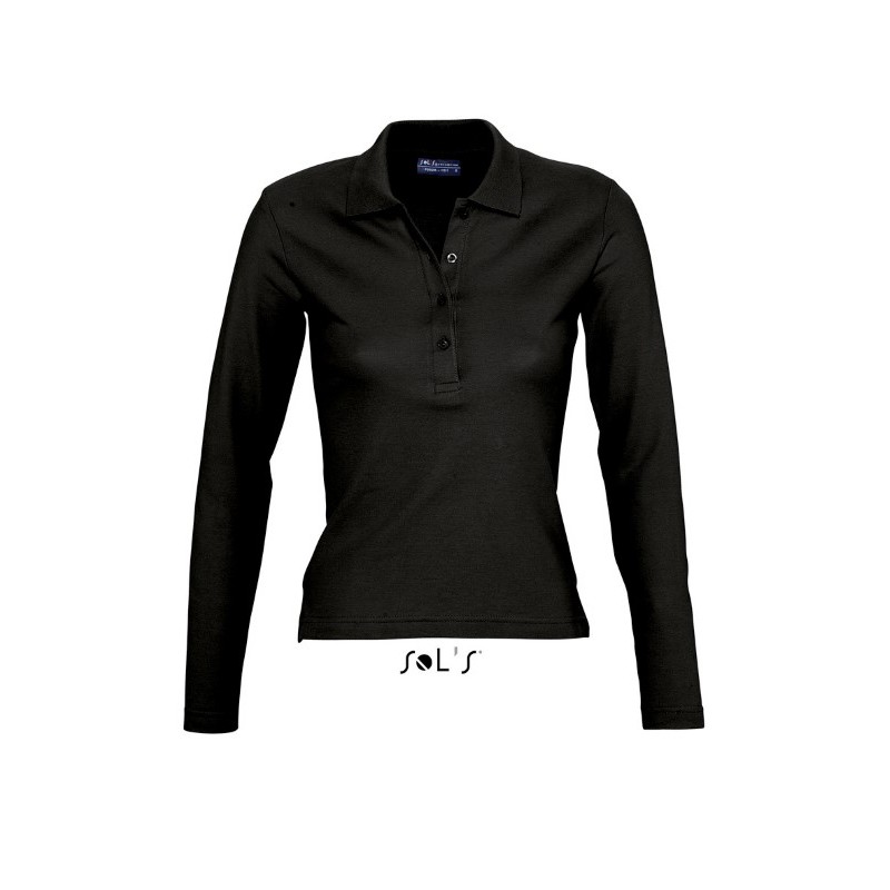 Polo laboral MUJER manga Larga PODIUM Negro, PLAZO 10-15 días