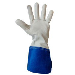 Par de guantes de piel flor de cabra con maguito de serraje, ref. 408-TIG, JUBA 2