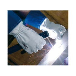 Par de guantes de piel flor de cabra con maguito de serraje, ref. 408-TIG, JUBA 3