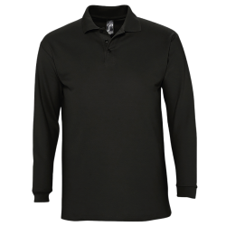 Polo laboral HOMBRE manga larga WINTER 100% algodón Negro, PLAZO 10 días