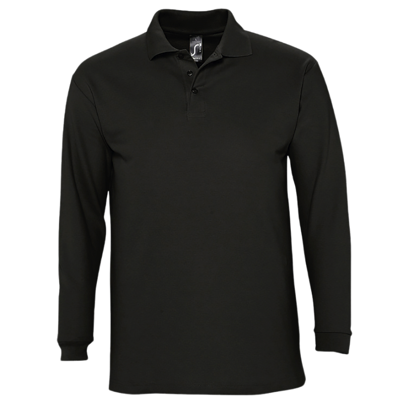 Polo laboral HOMBRE manga larga WINTER 100% algodón Negro, PLAZO 10 días