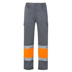 Pantalón multibolsillos Naranja Flúor Gris, ref. 157, VELILLA