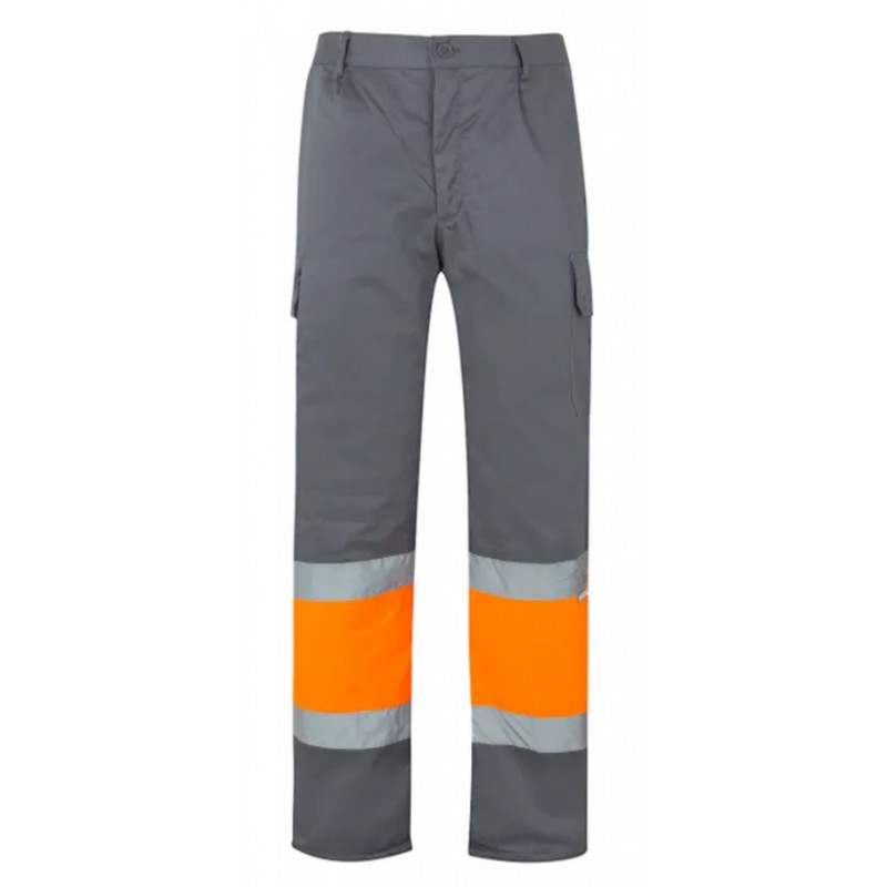 Pantalón multibolsillos Naranja Flúor Gris, ref. 157, VELILLA