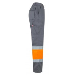 Pantalón multibolsillos Naranja Flúor Gris, ref. 157, VELILLA 4