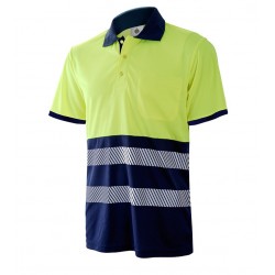 Polo alta visibilidad manga corta 1201Z amarillo flúor azul marino,  CHINTEX