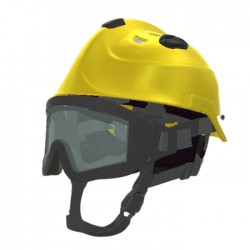 Casco EOM amarillo con gafas banda elástica, SICOR