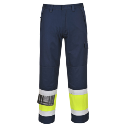 Pantalón multirriesgo azul marino y amarillo flúor MV26, PORTWEST