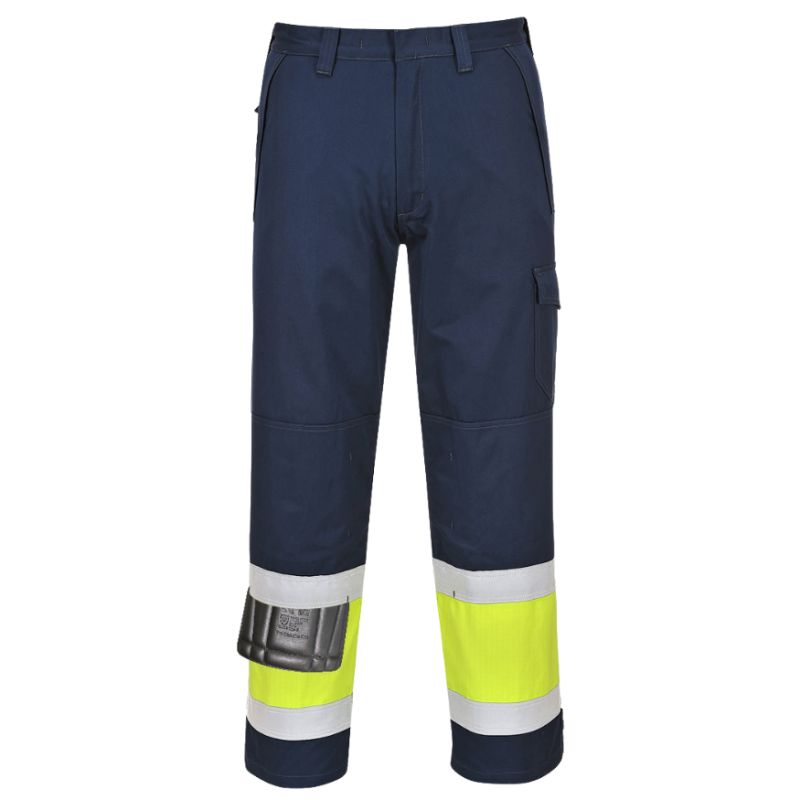 Pantalón multirriesgo azul marino y amarillo flúor MV26, PORTWEST