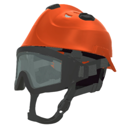Casco EOM naranja brillante con gafas banda elástica, SICOR 3