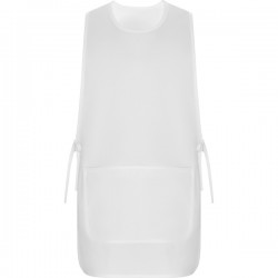 Delantal reversible unisex con bolsillos y cintas ajustables color blanco,...