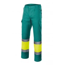 Pantalón 156 alta visibilidad verde amarillo flúor con forro, VELILLA