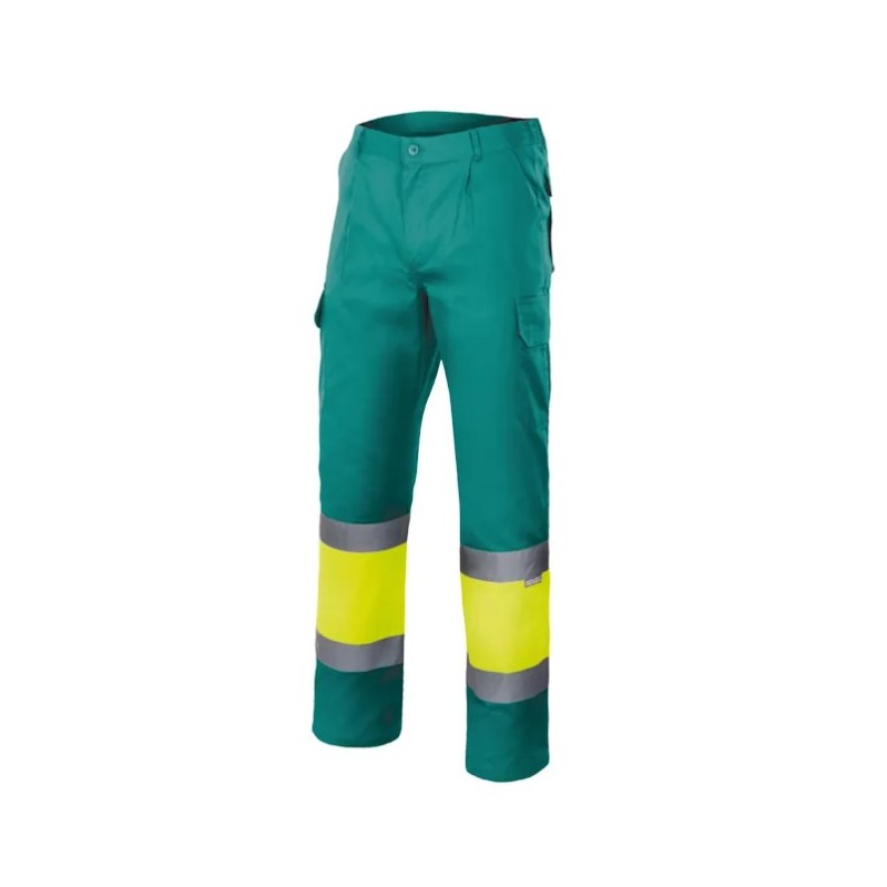 Pantalón 156 alta visibilidad verde amarillo flúor con forro, VELILLA