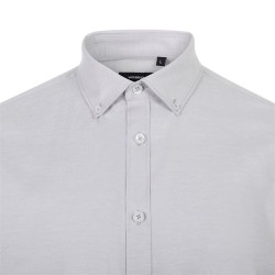 Camisa Oxford Stretch Gris Manga Larga para Hombre | Velilla 405004S 1