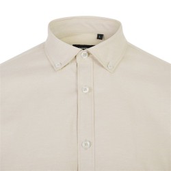 Camisa Oxford Stretch Beige Manga Larga para Hombre | Velilla 405004S 4