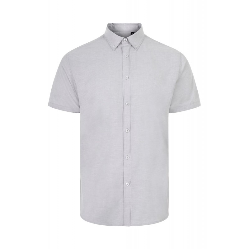 Camisa Oxford Stretch Gris Manga Corta para Hombre | Velilla 405024S