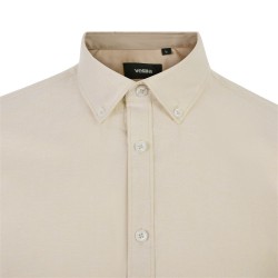 Camisa Oxford Stretch Beige Manga Corta para Hombre | Velilla 405024S 1