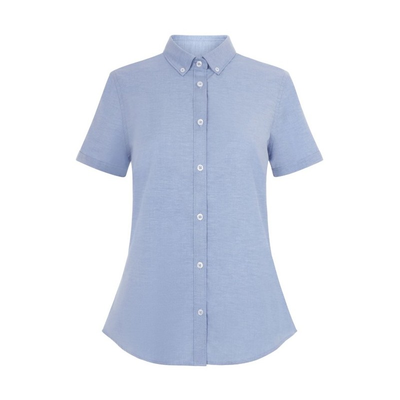 Camisa Oxford Stretch Celeste Manga Corta para Mujer| Velilla 405025S